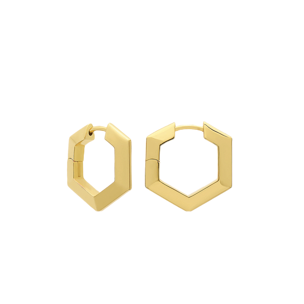 Rachel Jackson Mini Bevelled Hexagon Hoop Earrings